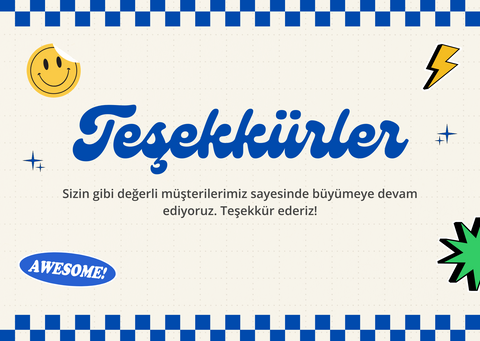 Hazır Özel Tasarım Renkli Teşekkür Kartı