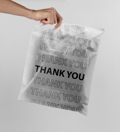 Thank You Baskılı Şeffaf Buzlu Kargo Poşeti